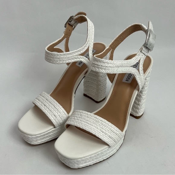 Steve Madden Lombardo White Jute Platform Sandals - Picture 4 of 9